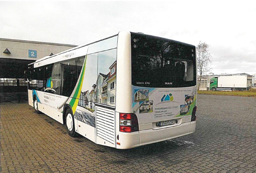 Buswerbung für eine Immobiliengesellschaft in Mecklenburg-Vorpommern