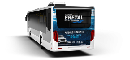 SD Verkehrswerbung – Heckbeklebung eines Bus