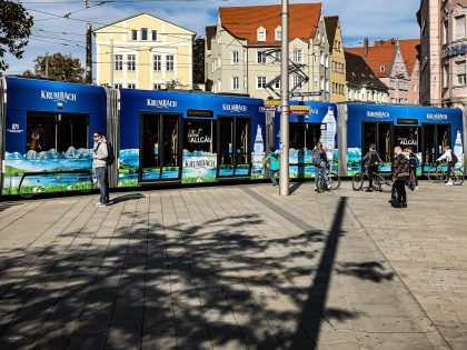 Bahnwerbung in Augsburg - Beispiel Krumbach